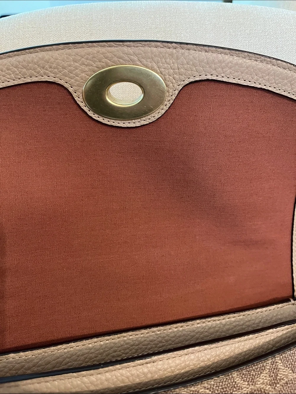 Coach Taupe Signature Canvas Satchel with Leather Flap
